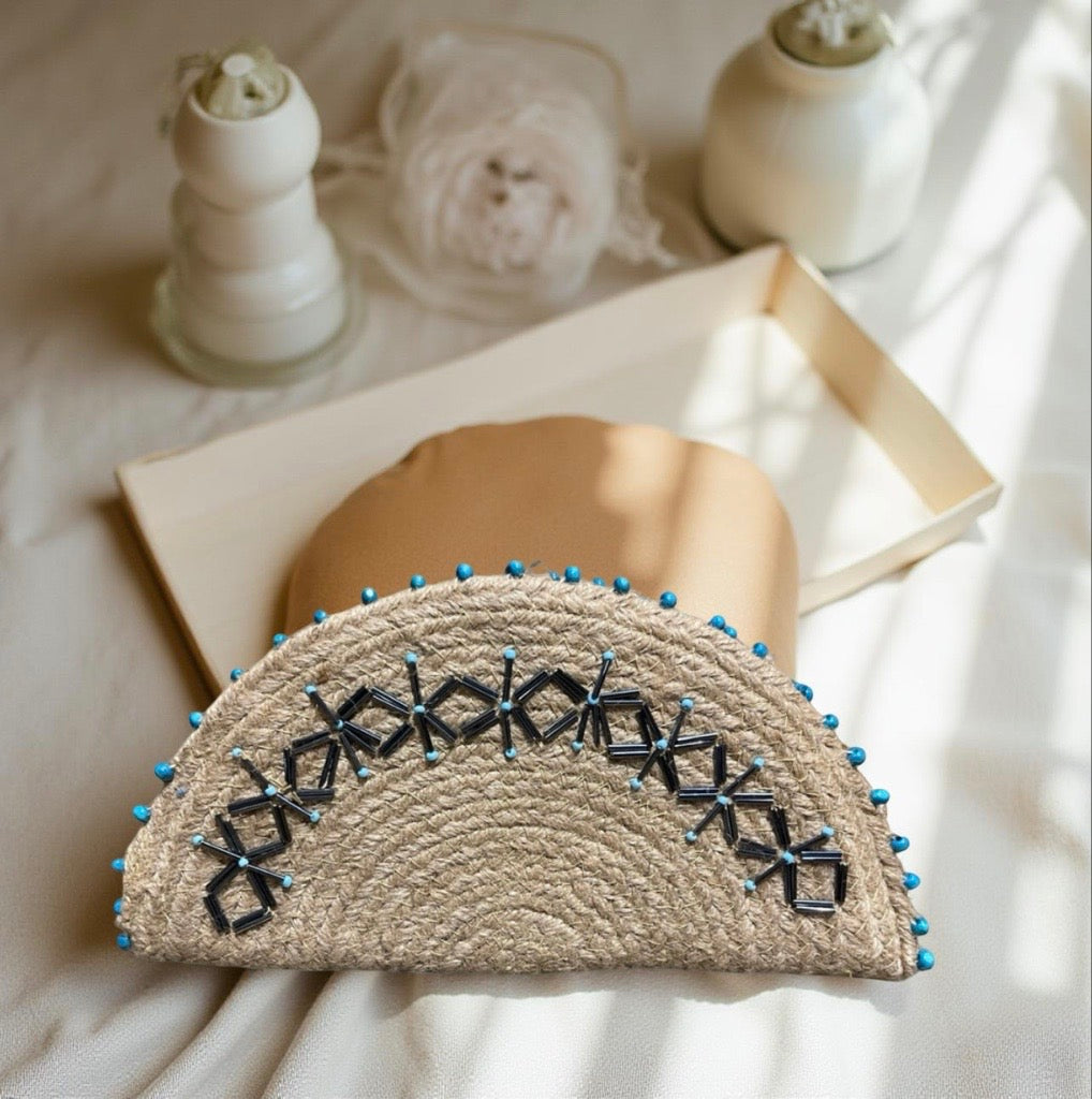 Jute Ethnic Embroidered Clutch Esperance