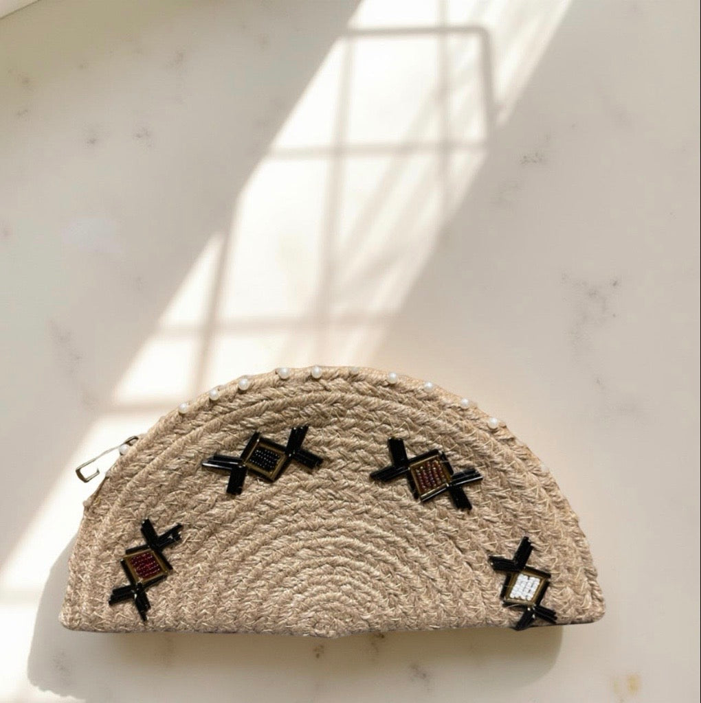 Jute Ethnic Embroidered Clutch Esperance
