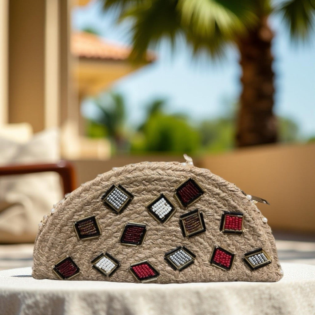 Jute Ethnic Embroidered Clutch Esperance