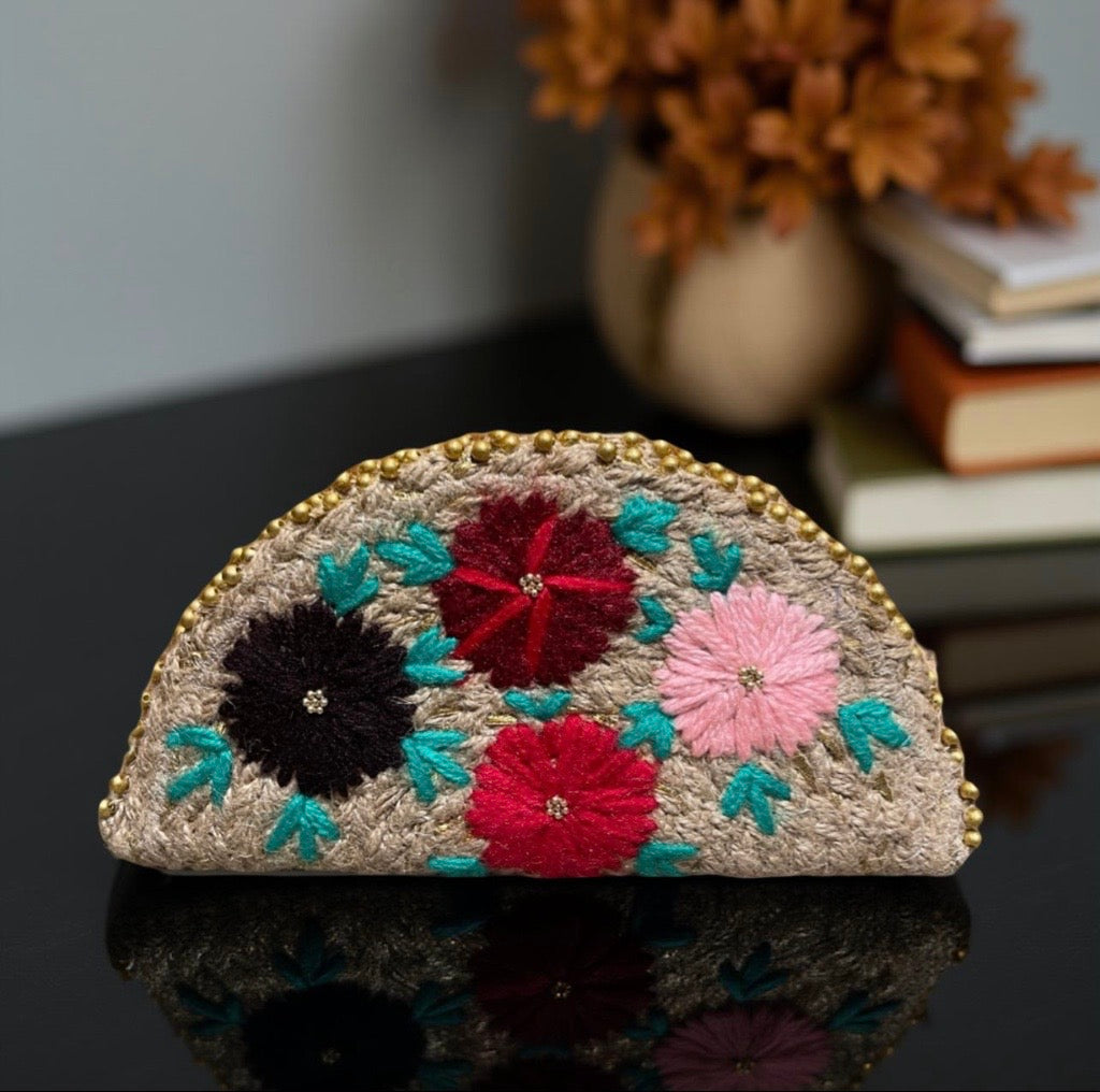 Jute Ethnic Embroidered Clutch Esperance
