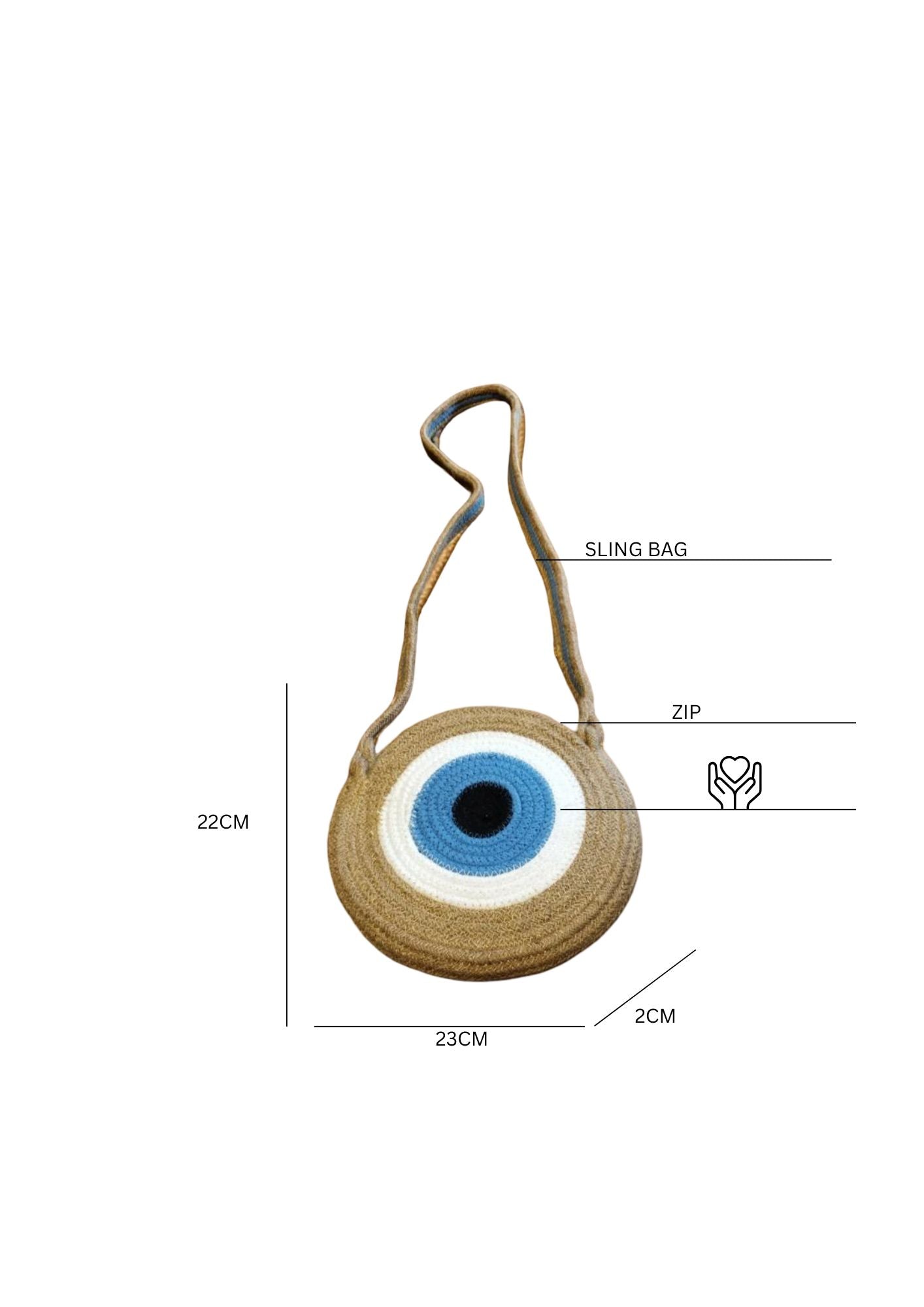 Evil Eye Jute Sling Bag Esperance