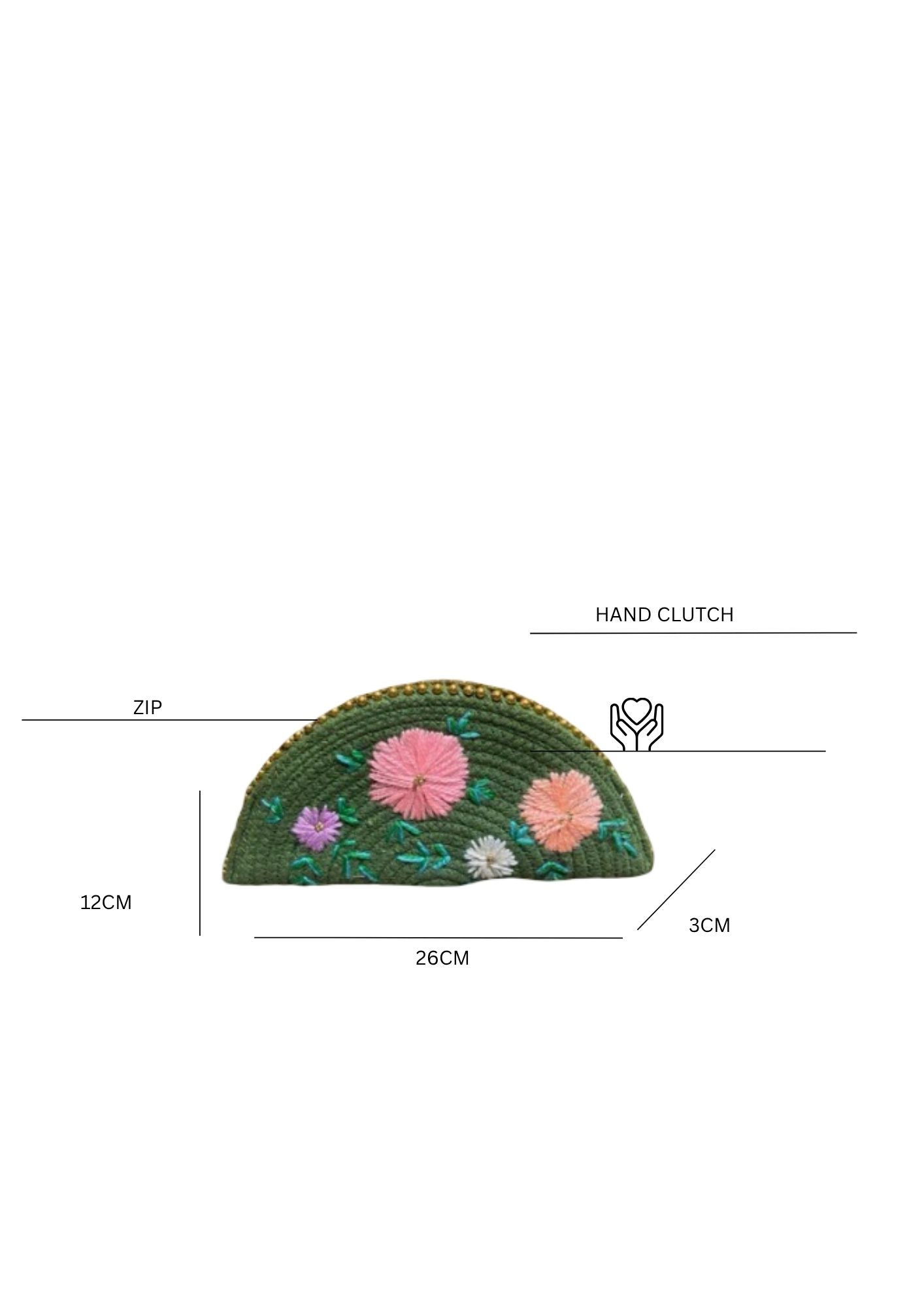 Green Ethnic Embroidered Clutch Esperance