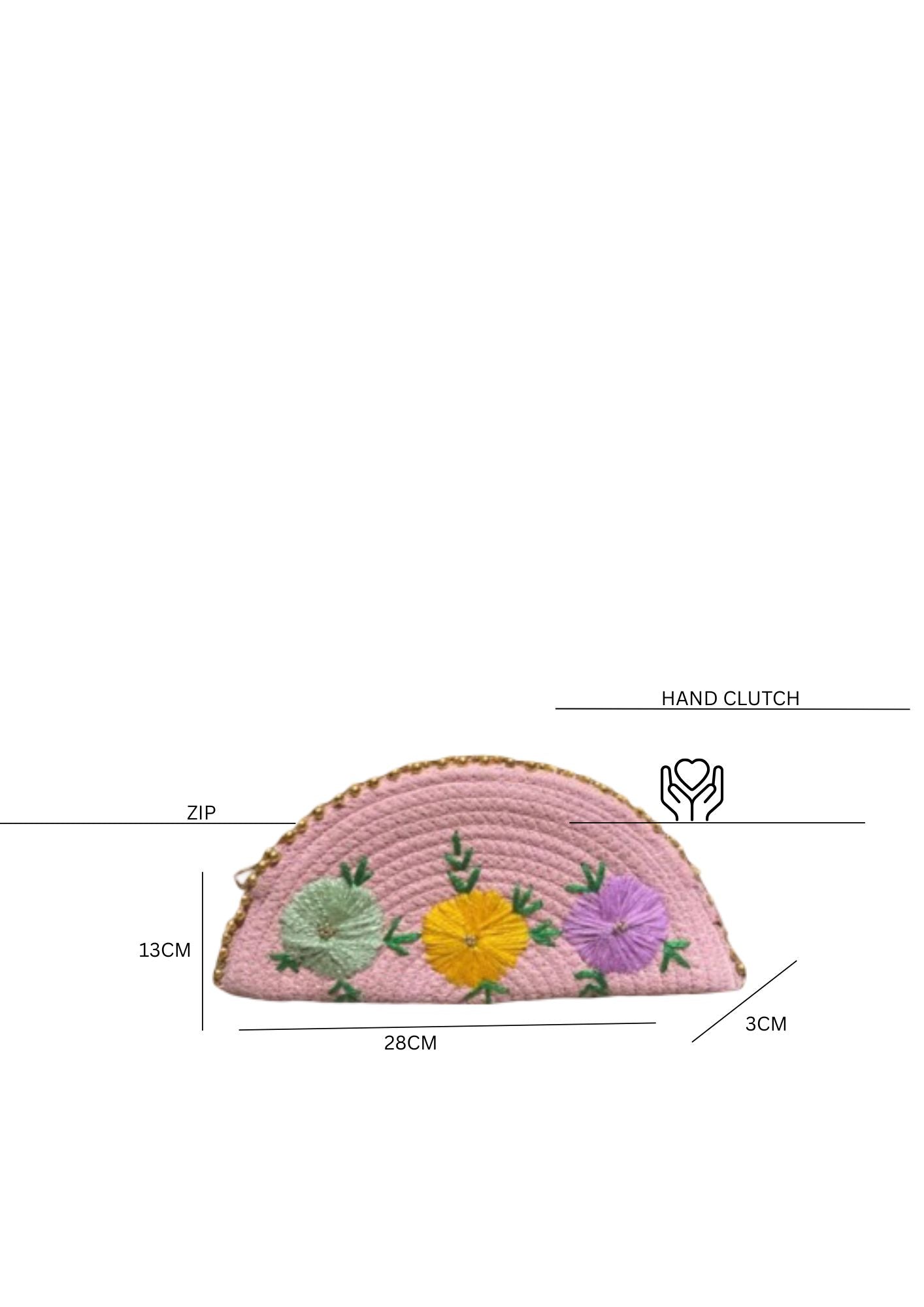 Pink Ethnic Embroidered Clutch - Handcrafted Traditional Design Esperance