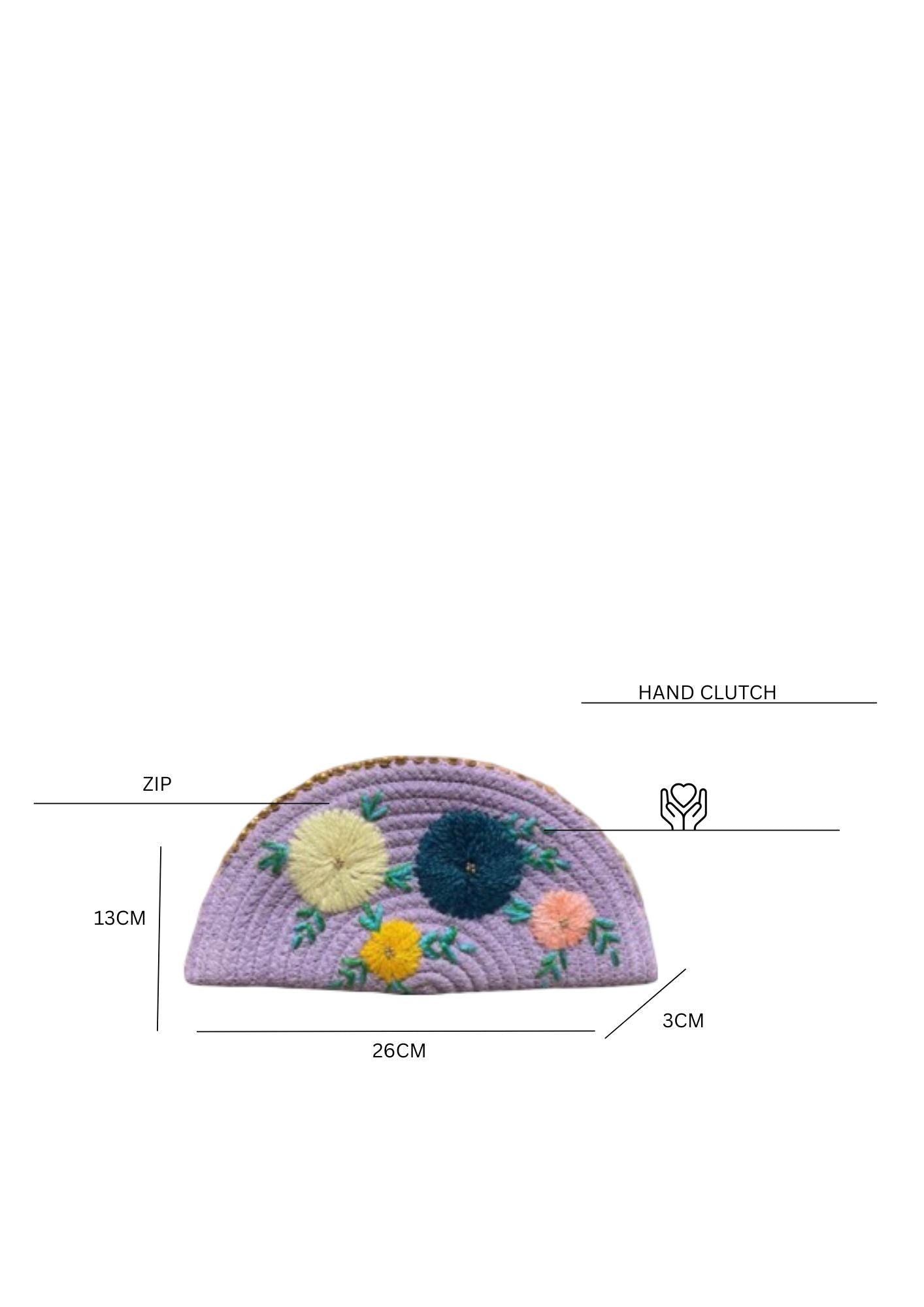 Lavender Ethnic Embroidered Clutch - Handcrafted Traditional Design Esperance