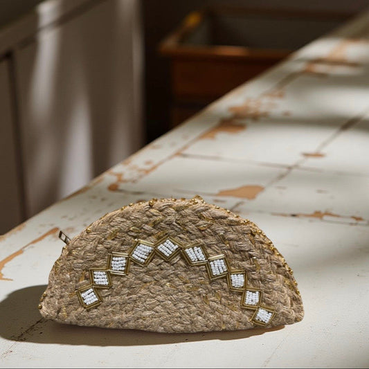 Jute Ethnic Embroidered Clutch Esperance