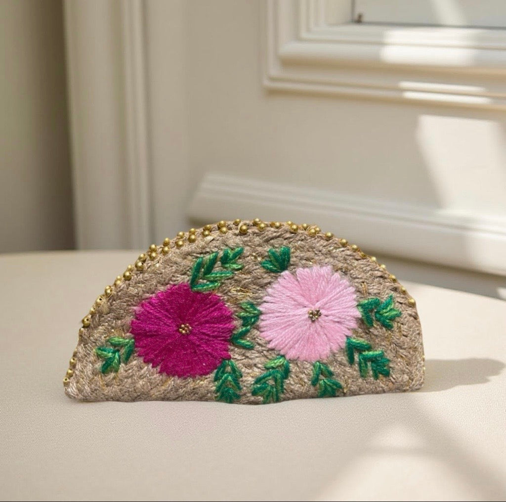 Jute Ethnic Embroidered Clutch Esperance
