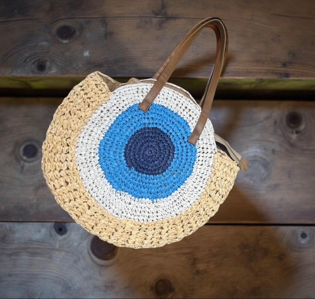 Raffia Evil Eye Bag