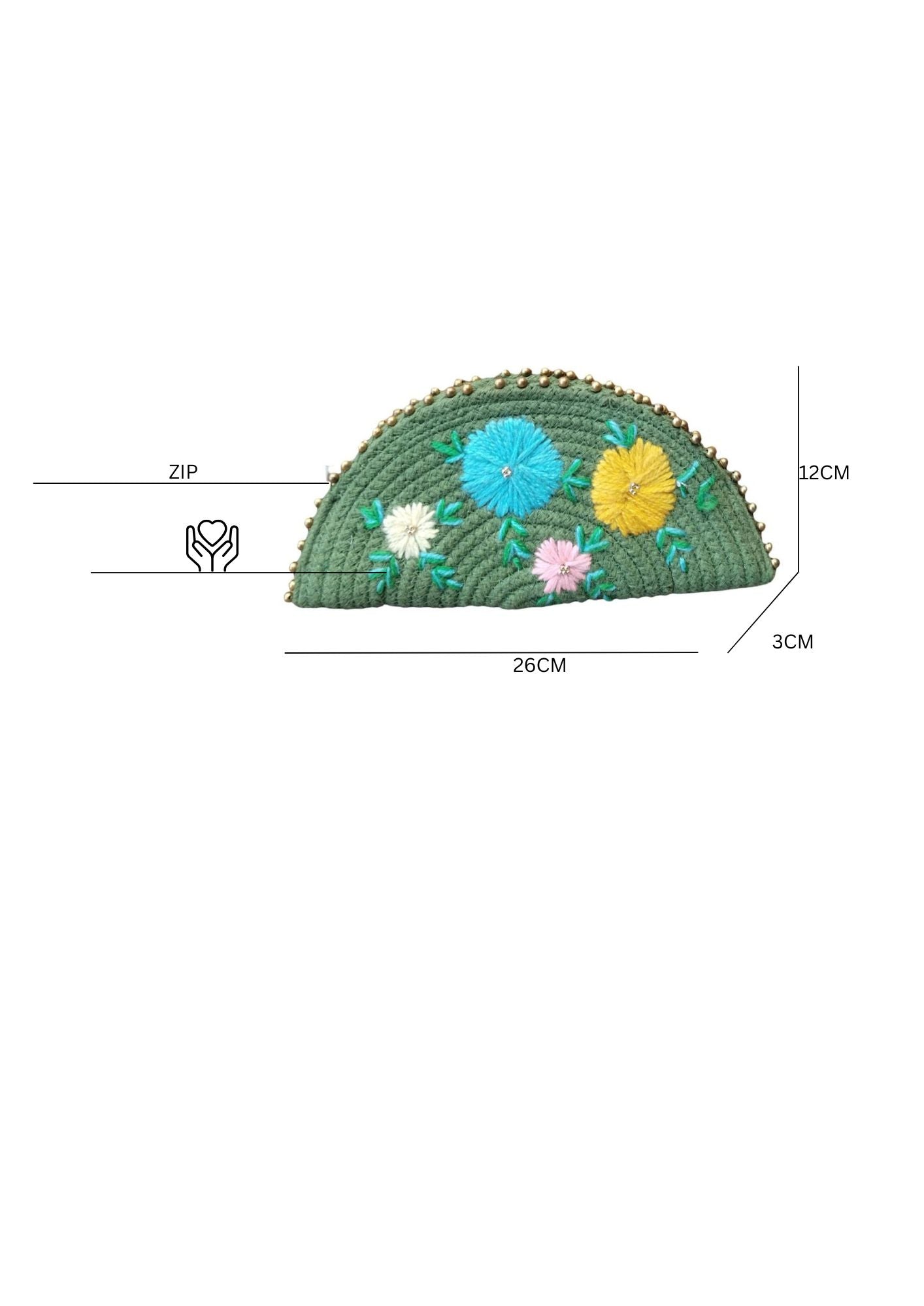 Green Ethnic Embroidered Clutch Esperance