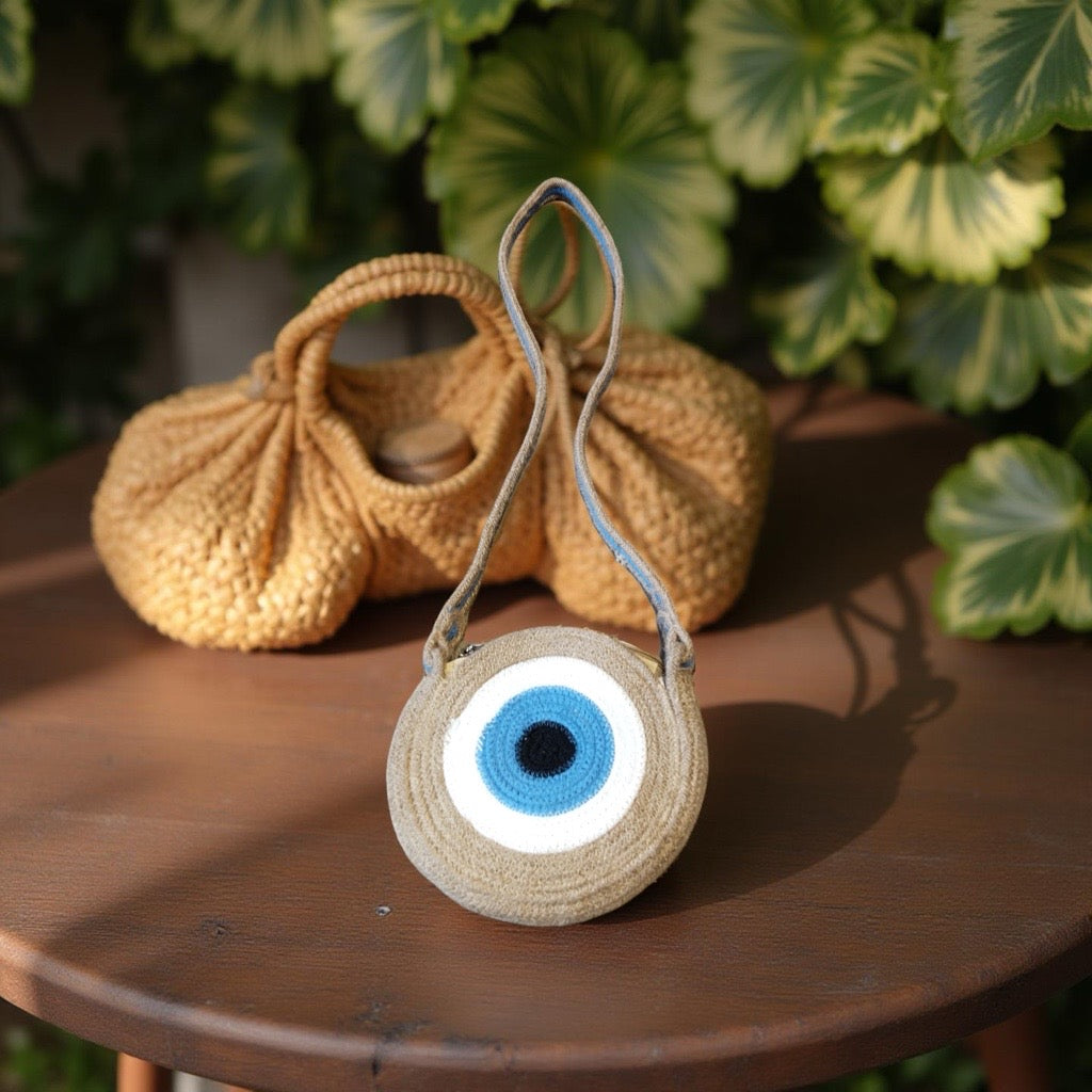 Evil Eye Jute  sling bag Esperance